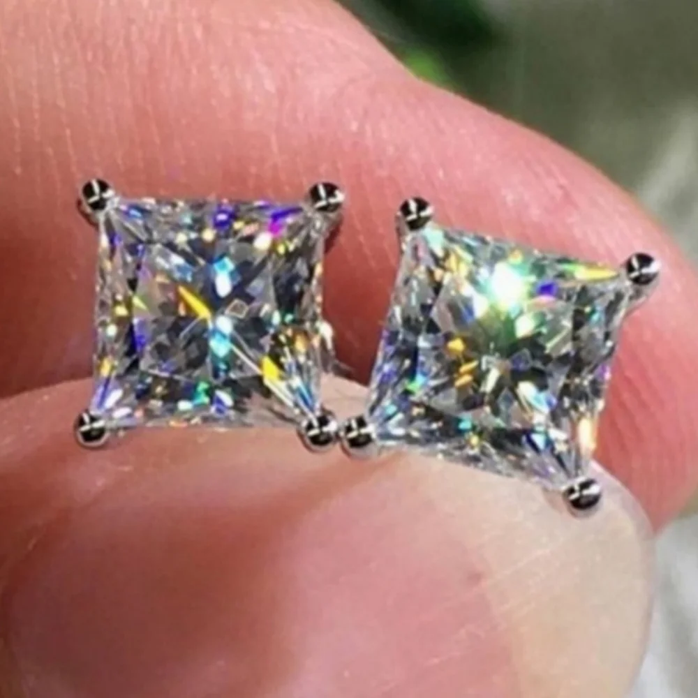 Princess Cut Diamond Studs